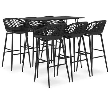 vidaXL 7-delige Barset zwart, Verzenden, Nieuw