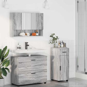vidaXL Badkamermeubel Set 3 st Grijs Sonoma, Huis en Inrichting, Verzenden, Nieuw
