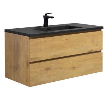 Badkamermeubel Set Angela 100cm Eiken Badmeubel, Huis en Inrichting, Badkamer | Badkamermeubels, Verzenden, Nieuw