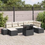 vidaXL Tuinbank Set met opslag 8 pcs Zwart Poly rattan, Verzenden, Nieuw