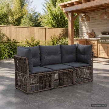 vidaXL Tuinbank Set 3 st Grijs poly rattan, Verzenden, Nieuw