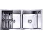Lendo Online Évier Double Inox 87×44 Argent avec Égouttoir