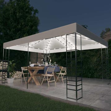 vidaXL Prieel met LED-lichtslinger 4x3x2,7 m wit, Verzenden, Nieuw