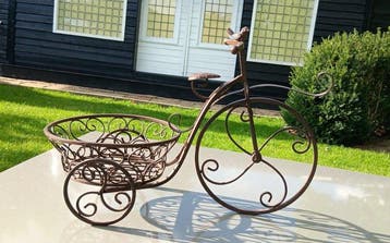 Bloempot - Smeedijzer - Bloemhouder-vorm-fiets, Antiek en Kunst