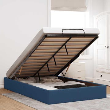 vidaXL Bedframe zonder matras 120x190 cm stof blauw, Verzenden