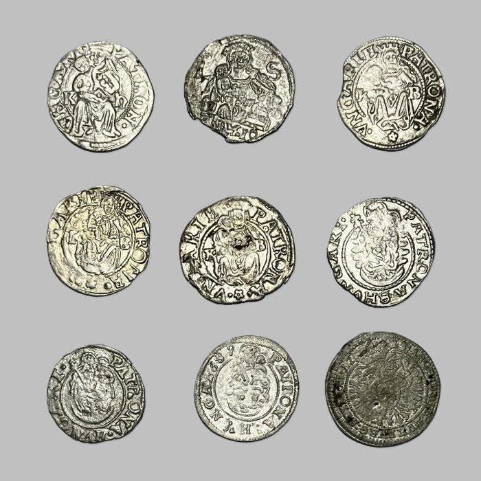 Hongarije. Lot of 9x Medieval Silver Hungarian Coins, Postzegels en Munten, Munten | Europa | Niet-Euromunten