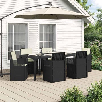 vidaXL Tuin Eettafel Set 7 st Antraciet- en crèmekleurig PP, Verzenden