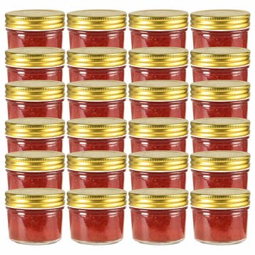 vidaXL Jampotten met goudkleurige deksels 24 st 110 ml glas, Verzenden, Nieuw