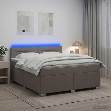 vidaXL Boxspringbed met matras en LED Taupe 140 x 190 cm, Verzenden, Nieuw