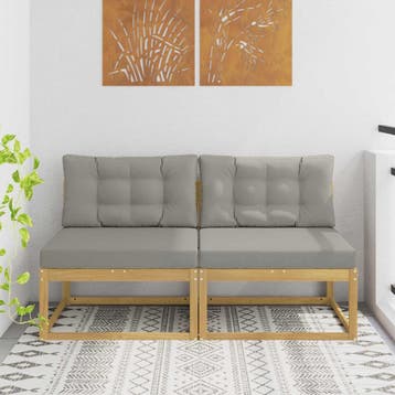 vidaXL 2 Stuk Buiten Midden Sofa Polyester Wit, Verzenden, Nieuw