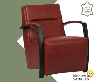 Leren fauteuil Arrival - Granada Rouge (rood), Nieuw, Ophalen of Verzenden, 50 tot 75 cm, Industrieel, Modern