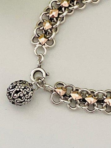 Zilver, Art Nouveau - Frankrijk- Filigraan - Schakelarmband