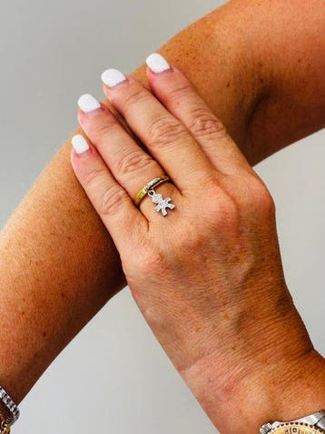 Ring - 18 karaat Geel goud, Witgoud - 0.06ct. tw. - Diamant