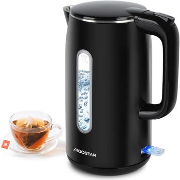 Waterkoker - Retro - Elektrisch - 1.7L - 2200W - Zwart, Elektronische apparatuur, Waterkokers, Verzenden, Nieuw