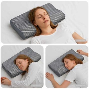 vidaXL Nek kussen Grijs Traagschuim 59 x 34 x 12 cm, Verzenden