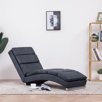 vidaXL Chaise longue kunstsuède grijs, Verzenden, Nieuw
