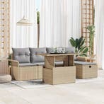 vidaXL Tuinbank Set met kussen met opslag 6 pcs Beige Poly, Verzenden, Nieuw