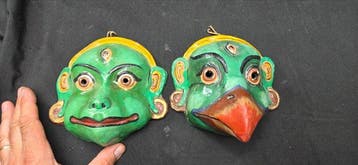 2 papier-mâché Ganesh masks – India - Diorama - 2000-2010
