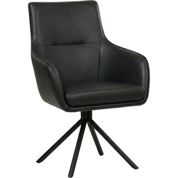 Leren draaibare eetkamerstoel Fancy - Granada Black (zwart), Ophalen of Verzenden