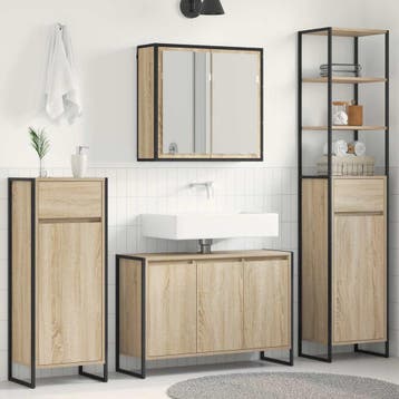 vidaXL Badkamermeubel Set 4 st Sonoma Eik Bewerkt hout, Verzenden