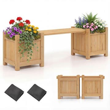 2dekans | Coast Plantenbak met Tuinbank Houtkleur – Massief, Ophalen of Verzenden, Nieuw