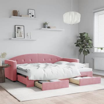 vidaXL Slaapbank met onderschuifbed en lades 80x200 cm, Verzenden, Nieuw