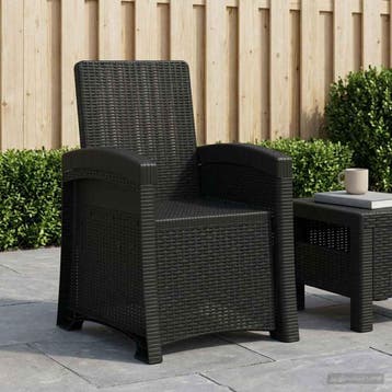vidaXL Ligstoel Rieten Look Antracietkleurig PP, Verzenden