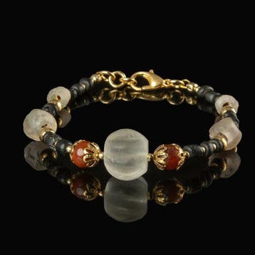 Oud-Romeins Pendant, Bracelet, met Romeinse carneool en