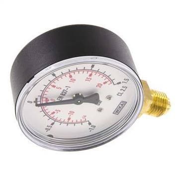 -1..1.5 Bar (-15..22 psi) Manomètre en dessous du, Verzenden