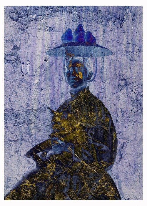 Elena Paraskeva - Fille Japonaise (2010) GERMAN ETCHING - XL, Antiek en Kunst, Kunst | Designobjecten