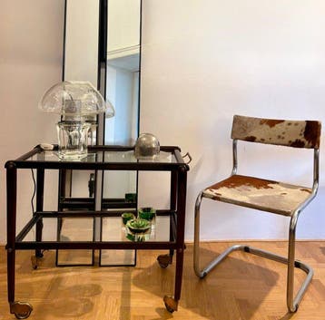 Bijzettafel - hard hout, Glas, Messing - In de stijl van, Nieuw