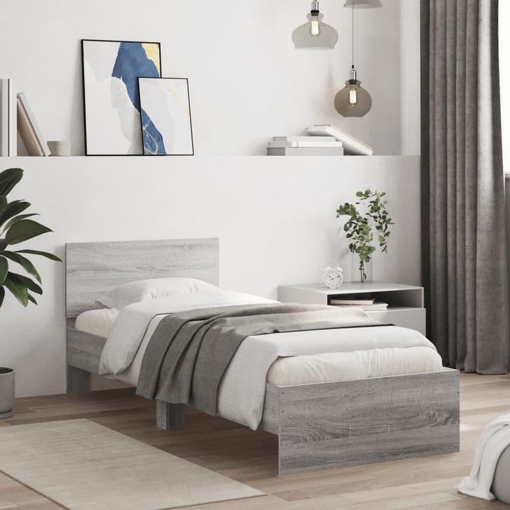 vidaXL Bedframe met hoofdeinde bewerkt hout grijs sonoma, Maison & Meubles, Chambre à coucher | Lits, Envoi
