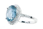 Bague - 14 carats Or blanc, Bleu (Birmanie, sans chaleur) -