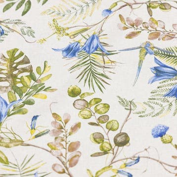 AA102 - Decoratief Stof - Kolibrie, Bloemen en Bladeren –