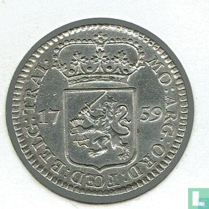 Utrecht ¼ gulden 1759, Postzegels en Munten, Munten | Europa | Niet-Euromunten, Losse munt, Goud, Zilver, Overige landen, Verzenden