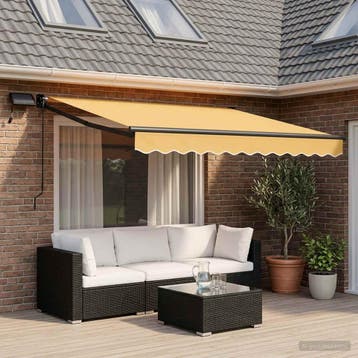 vidaXL Handbediende luifel met LEDs Zand 100% Polyester en, Verzenden