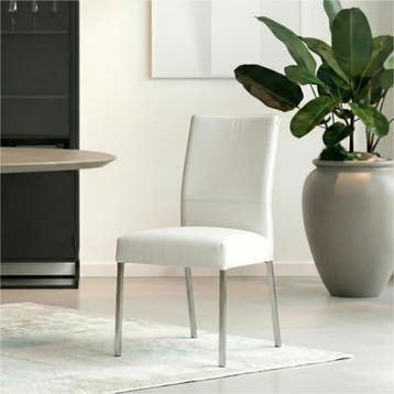 Leren eetkamerstoel Real - Hermes Bianco (gebroken wit) -, Huis en Inrichting, Stoelen, Wit, Nieuw, Ophalen of Verzenden, Industrieel, Modern