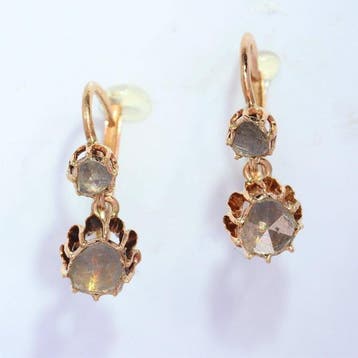Hangoorbellen - 18 karaat Roségoud Diamant (Natuurlijk)