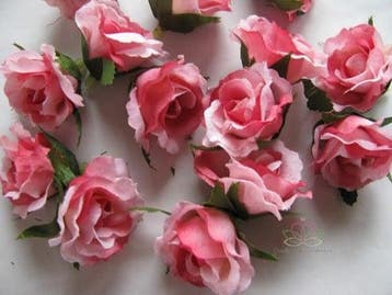 Zijden Roosjes Pink Bicolor 3 cm 10 stuks, Nieuw