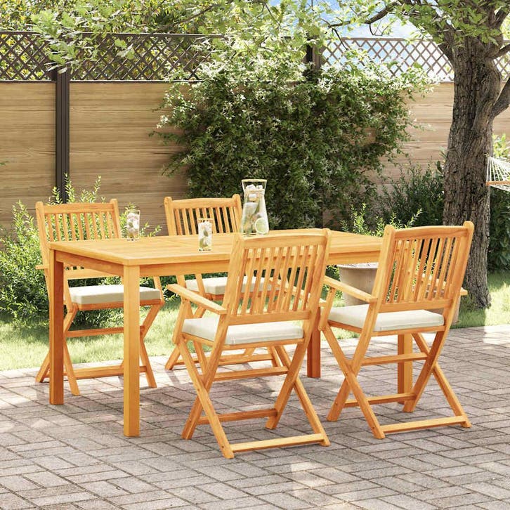 vidaXL Vouwstoel 4 pcs Wit 49 x 57,5 x 92cm Massief, Jardin & Terrasse, Chaises de jardin, Envoi