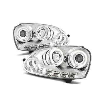 PHARES VOLKSWAGEN VW GOLF 5 03-08 ANGEL EYES + LED CHROMÉ, Autos : Pièces & Accessoires, Verzenden, Neuf