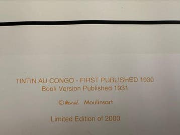 Hergé - Sérigraphie Moulinsart - Tintin au Congo, Nieuw