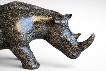 Sculpture, Imposante Neushoorn - 26 cm - Bronze, Antiek en Kunst