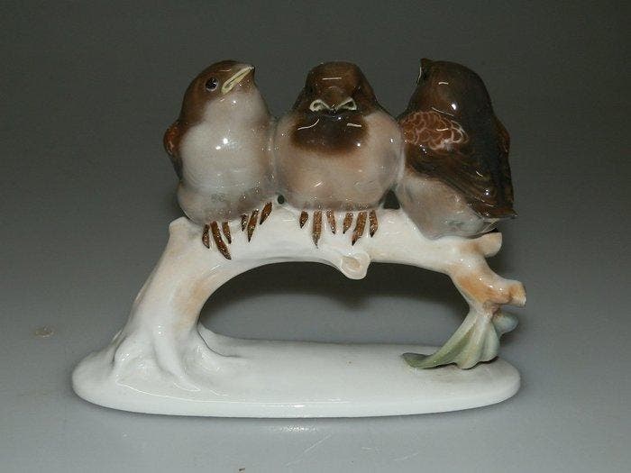 Rosenthal - Karl Himmelstoss - Beeldje - Tre uccelini su, Antiek en Kunst, Antiek | Glaswerk en Kristal