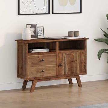 vidaXL Dressoir Naturel 100 x 30 x 68 cm Massief Teakhout, Verzenden, Nieuw