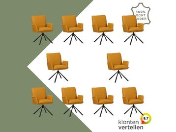 Set van 10 Leren draaibare eetkamerstoelen Elite - Toledo, Huis en Inrichting, 60 tot 90 cm, Nieuw, Leer, Ophalen of Verzenden