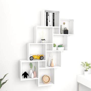 vidaXL Wandschap kubus 90x15x119 cm bewerkt hout wit, Verzenden, Nieuw