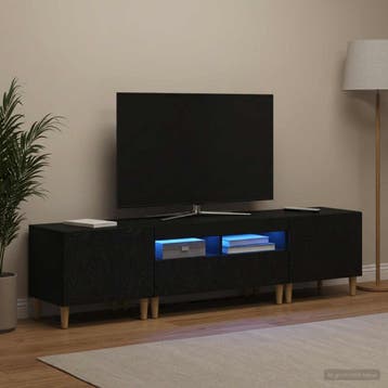 vidaXL 3-delige LED TV-kast DELFT Zwart Bewerkt hout, Verzenden, Nieuw