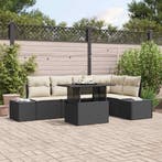 vidaXL Tuinbank Set met opslag 6 pcs Zwart Poly rattan, Verzenden, Nieuw