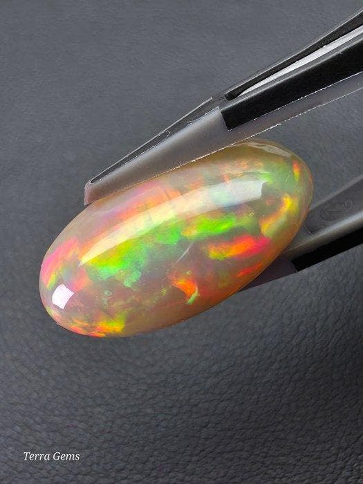 Meerkleurig Opaal - 9.26 ct - Antwerp Laboratory for, Handtassen en Accessoires, Edelstenen